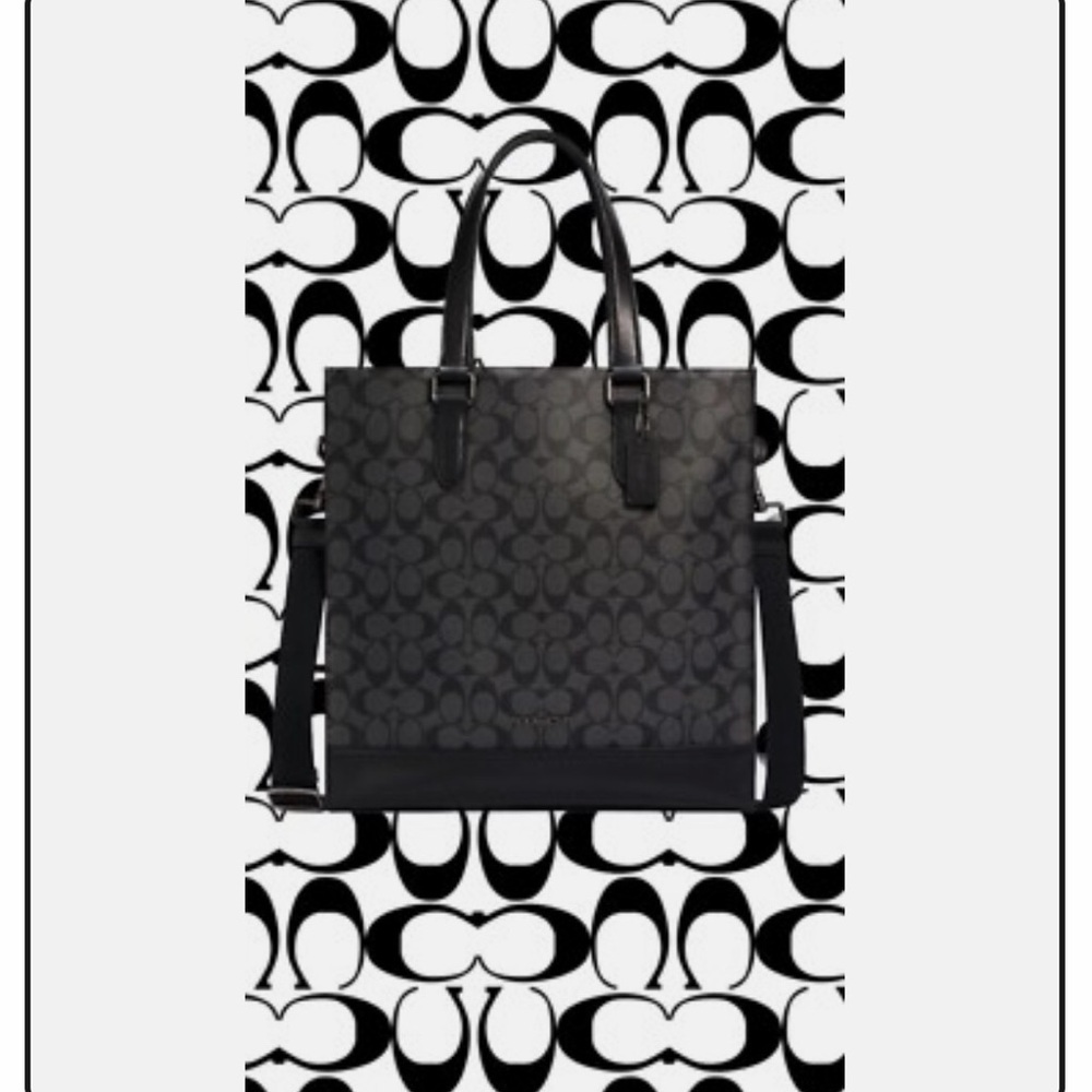 Coach Charcoal and Black Signature Tote